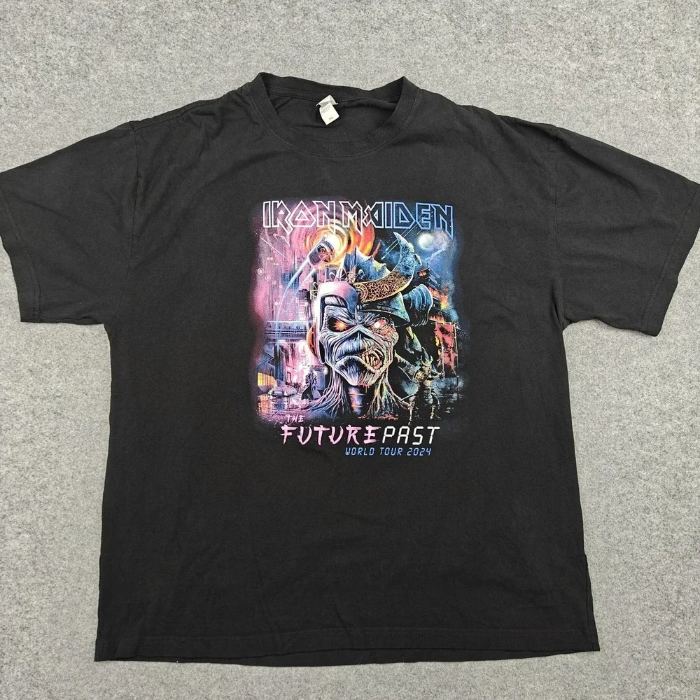 Iron Maiden Shirt Mens 2XL Black Future Past World Tour 2024 Tee Eddie Prodada